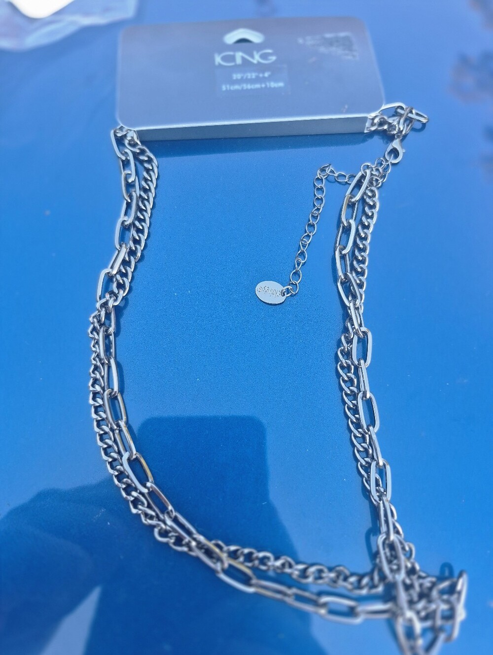 Multi-Chain Silver Necklace - Women's Layered Link Design